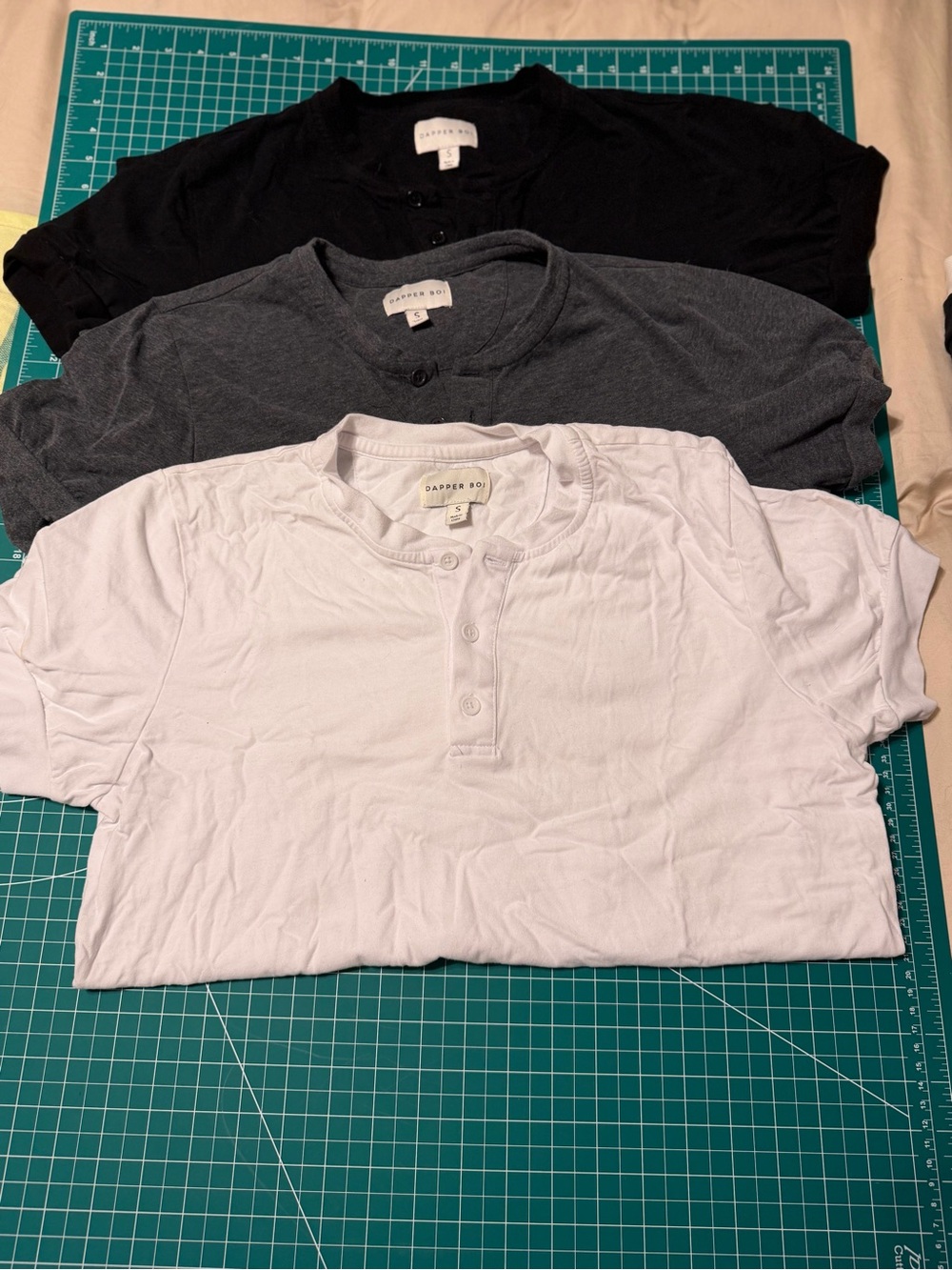 Dapper Boi Short Sleeve Henley Set (white gray black)